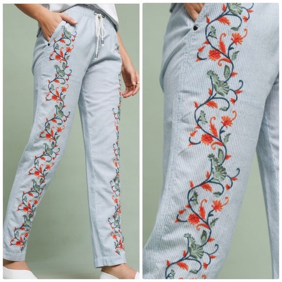 Anthropologie Pants - Anthropologie Floral Stripe Pants Small